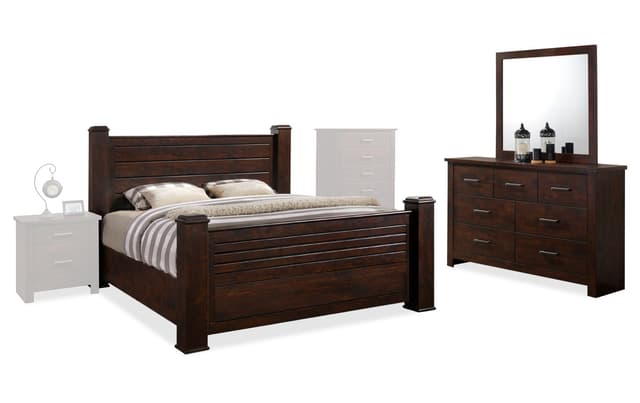 dark brown dresser and nightstand set Leovanni Dark Brown Upholstered Platform Bedroom Set