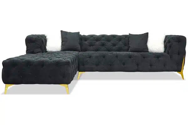 Evianna Sectional in Dark Gray Chenille