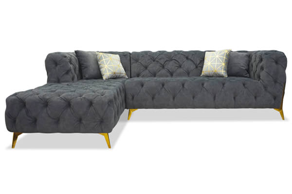 Evianna Sectional in Gray Velvet