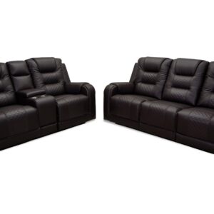 Forbes Reclining Sofa and Loveseat in brown