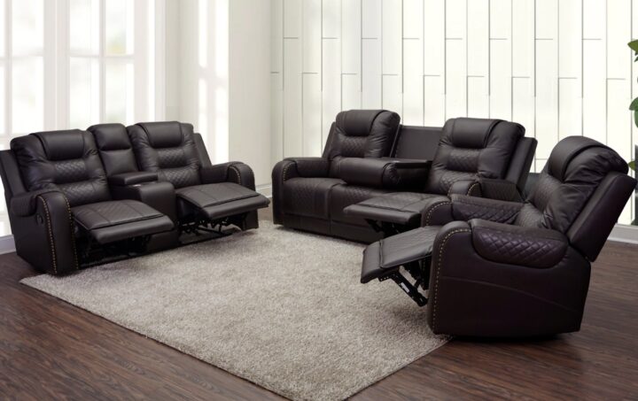 Forbes Reclining Sofa, Loveseat and Recliner in brown