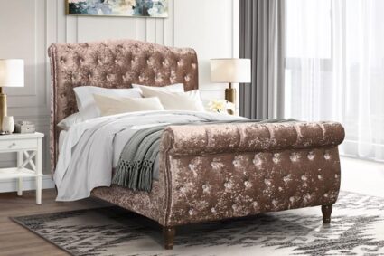Alisha Bed in Brown Velvet