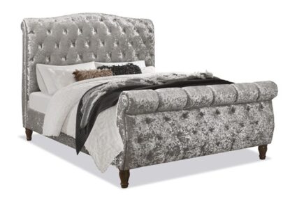 Alisha Bed in Silver Velvet