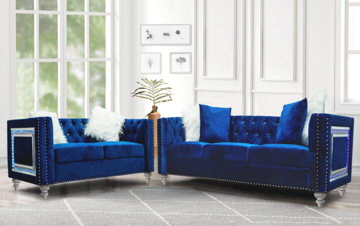 Artic Sofa and Loveseat Lifestyle in Blue