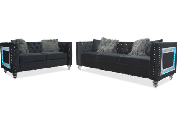 Artic Black Sofa and Loveseat - 01