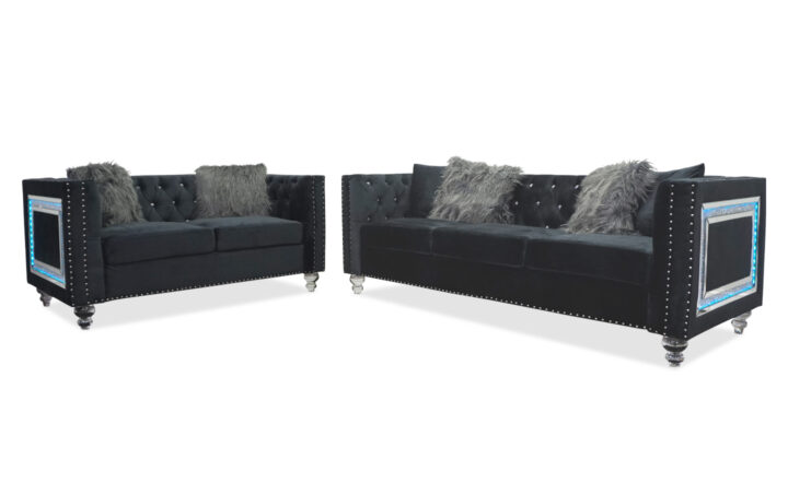 Artic Black Sofa and Loveseat - 01