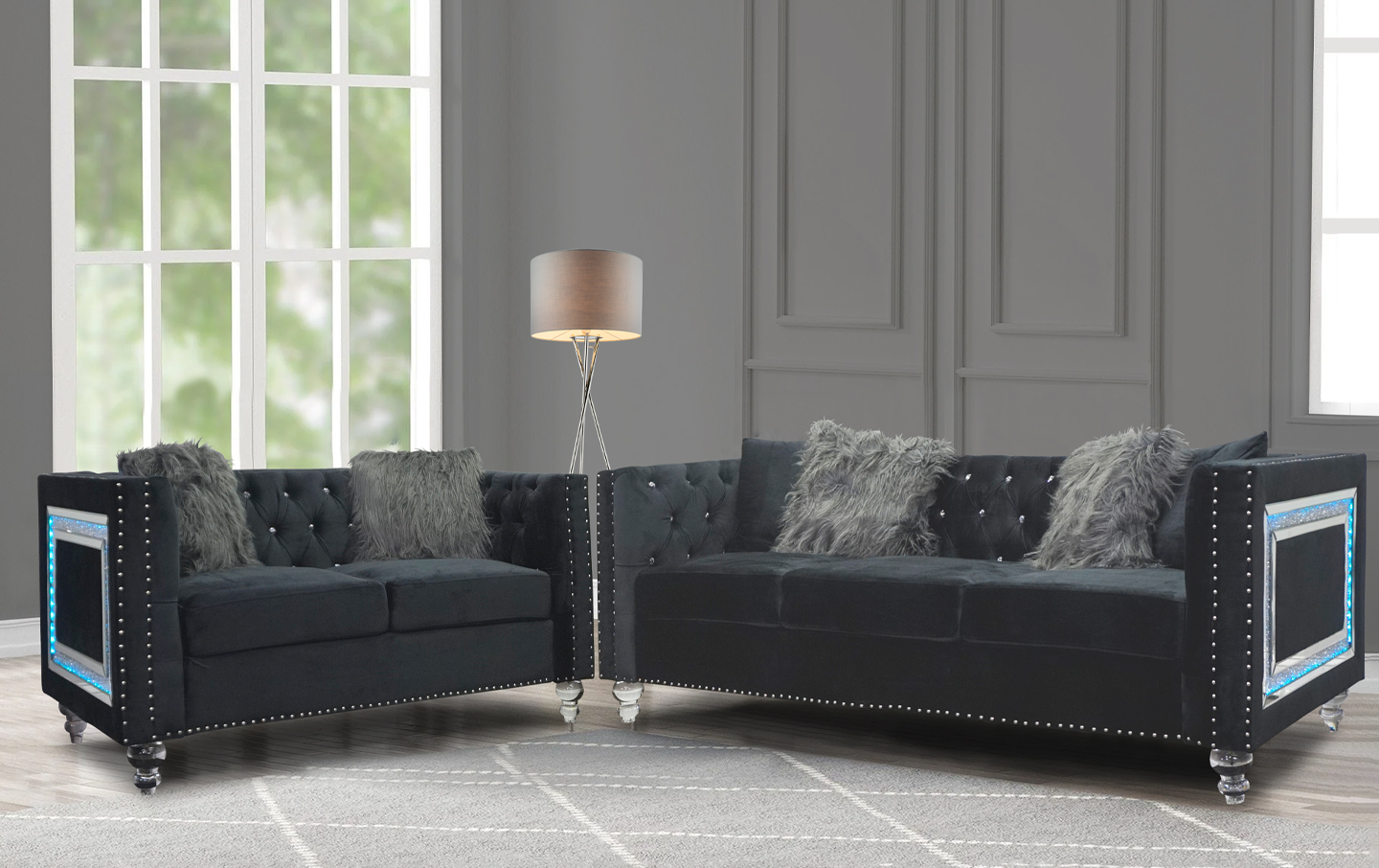 Artic Sofa and Loveseat Lifestyle in Black