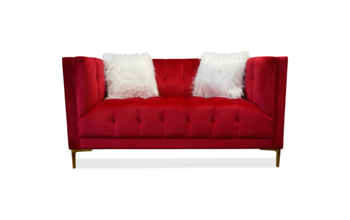 Ashley Red Loveseat - 01