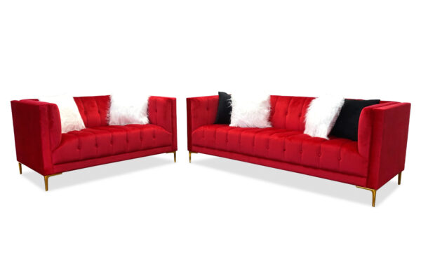 Ashley Red Sofa and Loveseat - 01