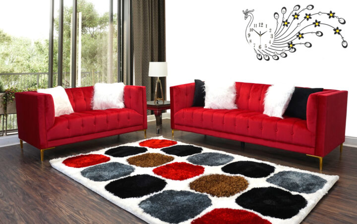 Ashley Red Sofa and Loveseat Lifestyle