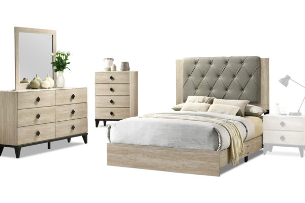 Delta Bed, Dresser, Mirror and Chest