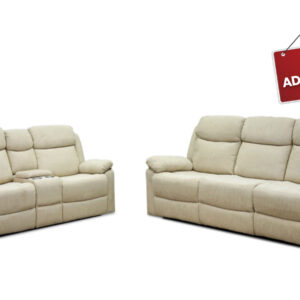 Greige Reclining Sofa and Loveseat