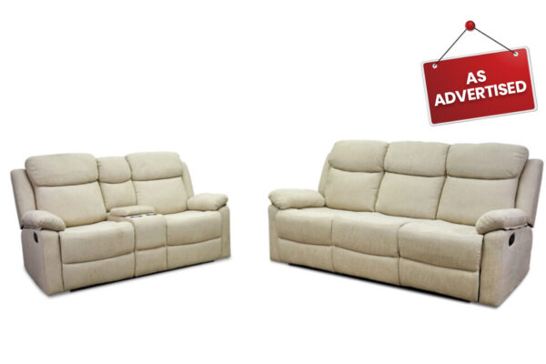 Greige Reclining Sofa and Loveseat