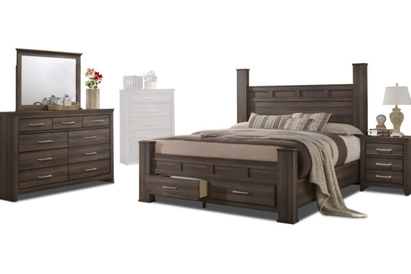 Ian bed, dresser, mirror and nightstand