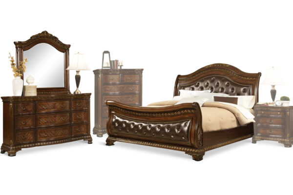 King Arthur Bed, Dresser and Mirror