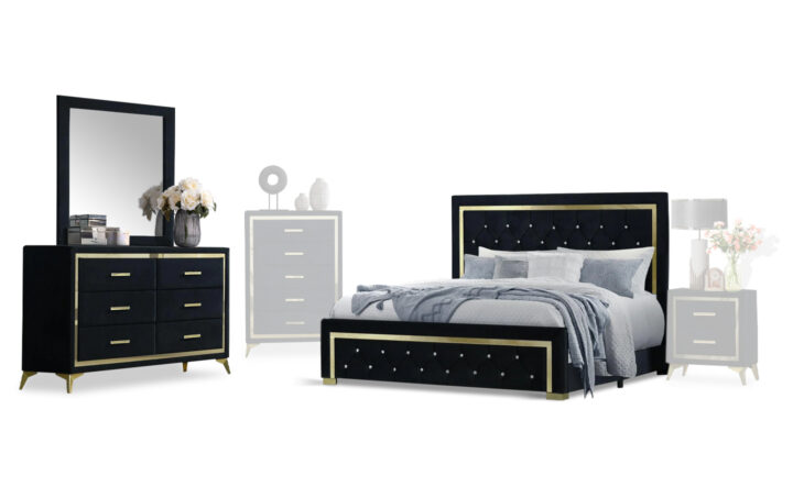 Kingdom bed, dresser and mirror