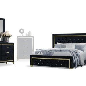 Kingdom bed, dresser, mirror and nightstand