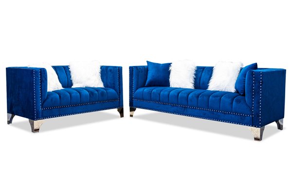 Lexi Sofa and Loveseat in Blue