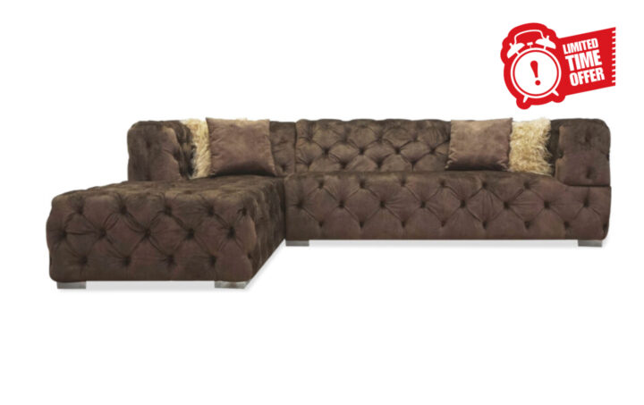 Lola Sectional in Brown Velvet