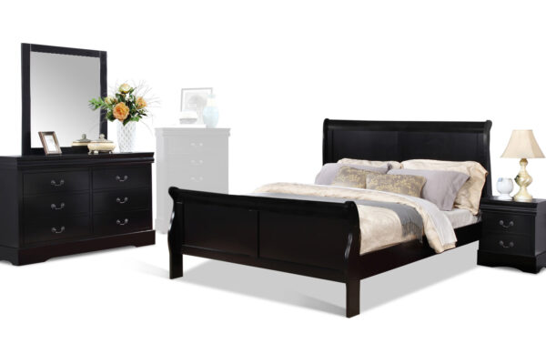 Louis philippe Bed, Dresser, Mirror and Nightstand