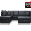 Manhattan Sectional Sofa with Free Ottoman in Black PU - BF