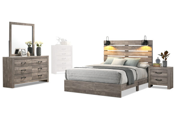 Maria bed, dresser, mirror and nightstand