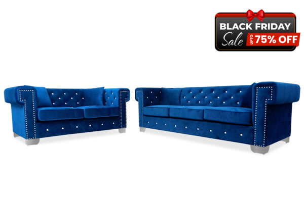 Maysville Sofa and Loveseat in Navy - BF