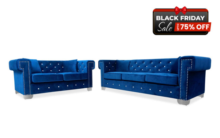 Maysville Sofa and Loveseat in Navy - BF