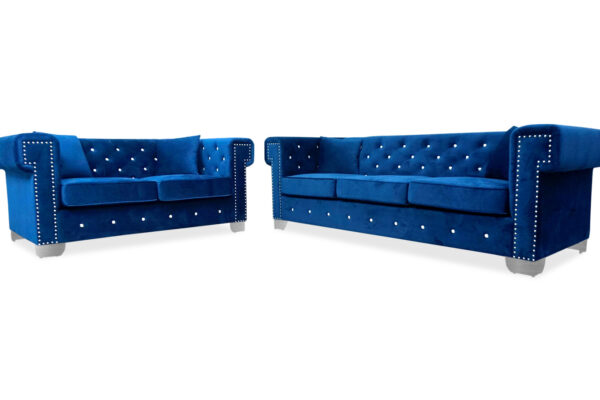 Maysville Sofa and Loveseat in Navy - 01