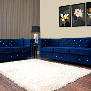 Maysville Sofa and Loveseat in Navy Lifestyle