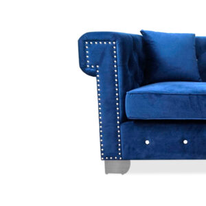 Maysville Sofa and Loveseat in Navy Closeup - 03