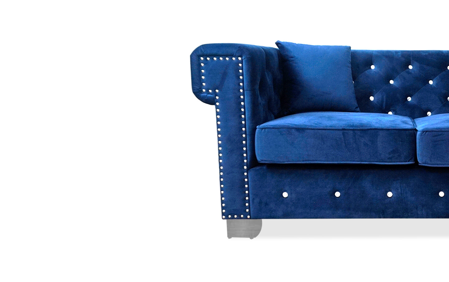 Maysville Sofa and Loveseat in Navy Closeup - 03