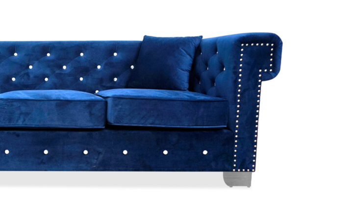 Maysville Sofa and Loveseat in Navy Closeup - 02