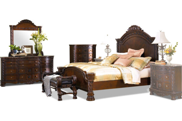 North Shore Bed, Dresser, Mirror & Chest