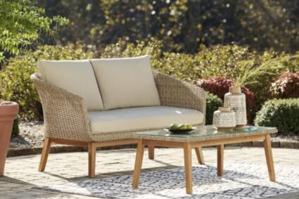 Crystal Cave Outdoor Loveseat & Table