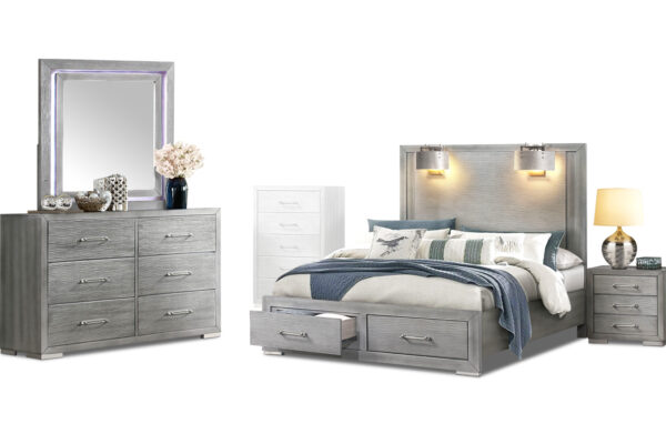 Tiffany bed, dresser, mirror and nightstand