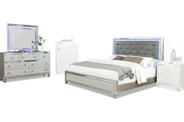 Coastales bed, dresser and mirror