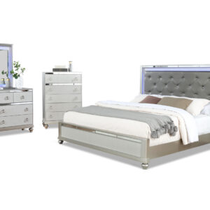 Coastales bed, dresser, mirror and chest