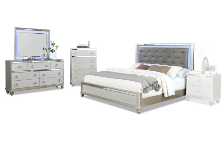 Coastales bed, dresser, mirror and chest