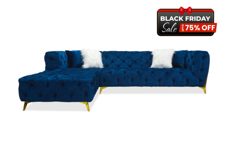 Evainna Sectional in Blue Velvet - BF