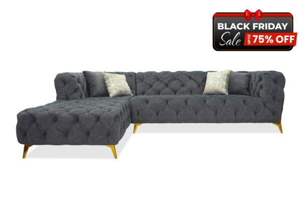 Evainna Sectional in Gray Velvet - BF