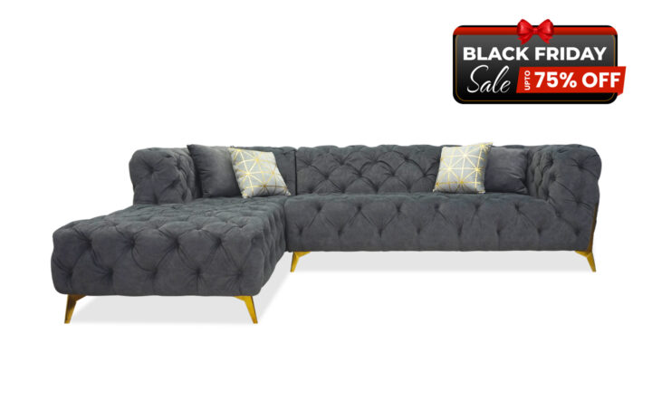 Evainna Sectional in Gray Velvet - BF