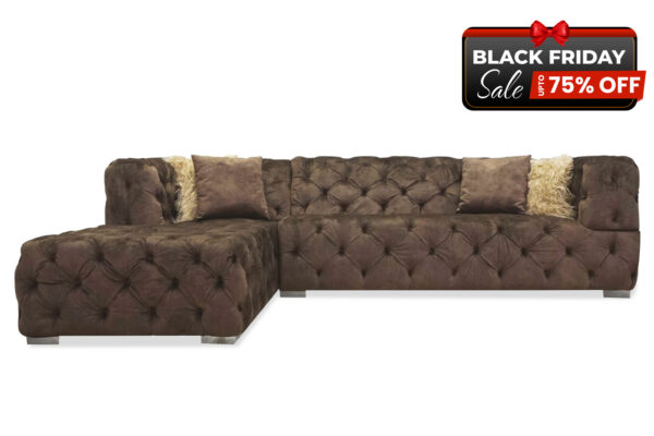 Lola Sectional in Brown Velvet - BF