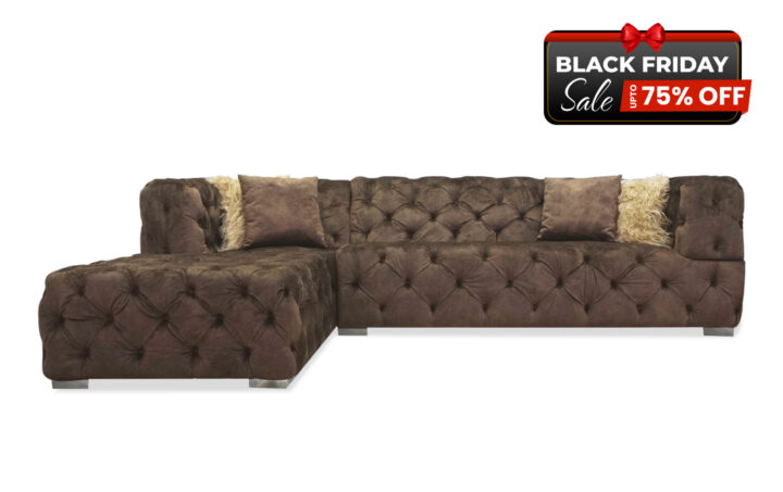 Lola Sectional in Brown Velvet - BF