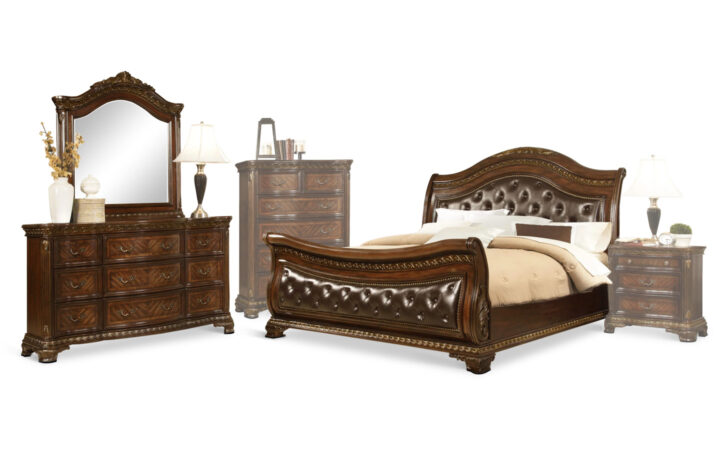 KIng Arthur Bed, Dresser and Mirror