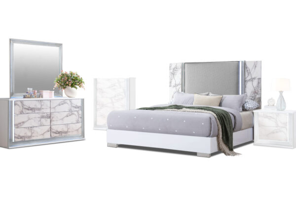 Ylime bed, dresser and mirror