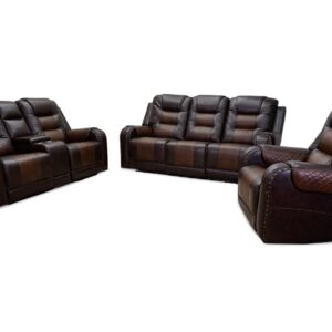 Forbes Reclining Sofa & Loveseat in 2 Tone Brown