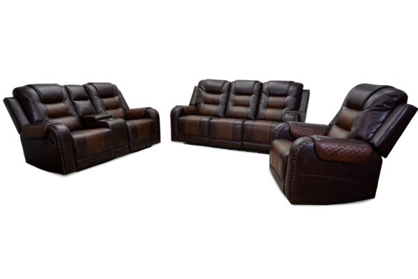 Forbes Reclining Sofa & Loveseat in 2 Tone Brown