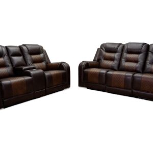 Forbes Reclining Sofa & Loveseat in 2 Tone Brown