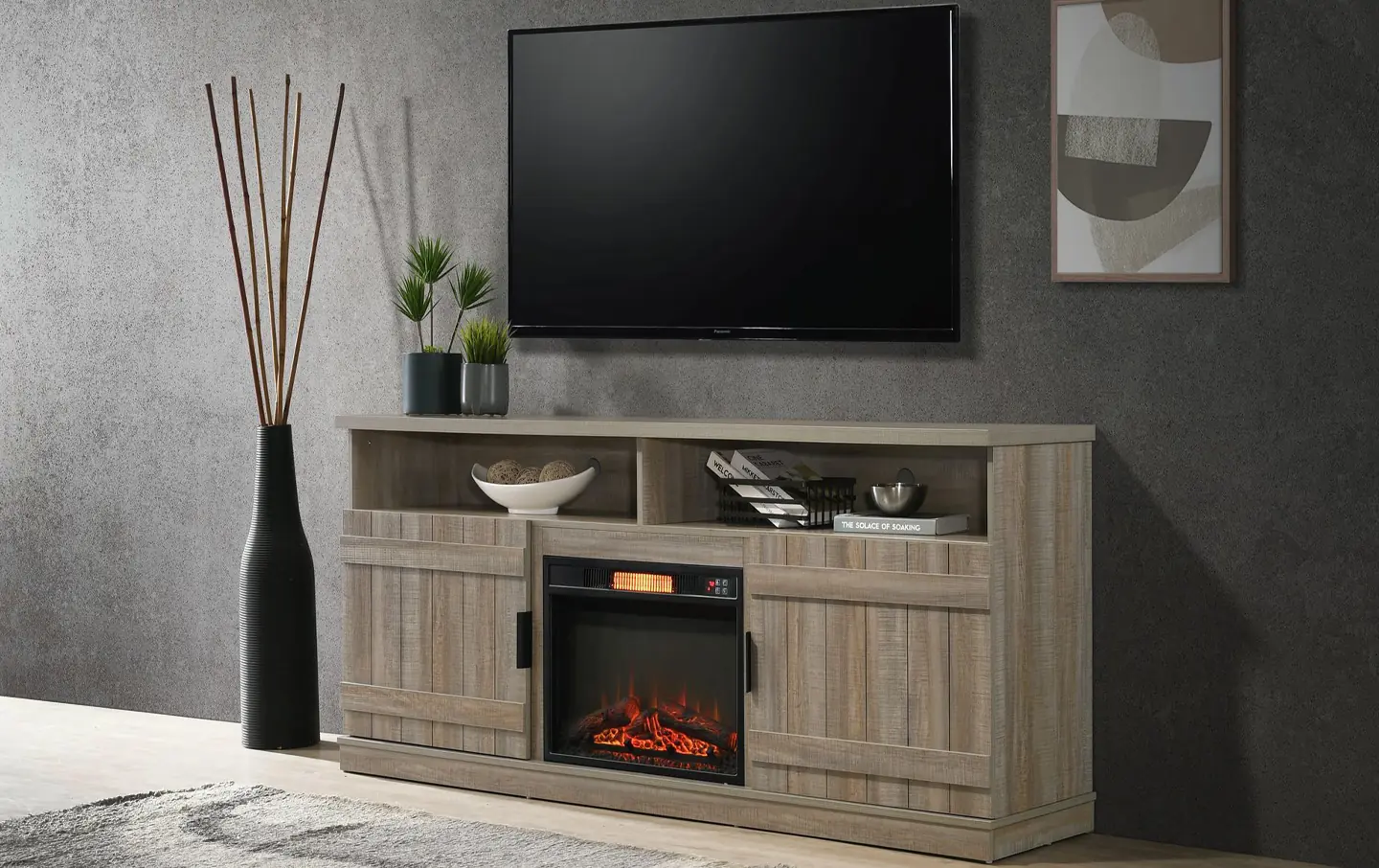 Hayward TV Stand with Electric Fireplace